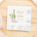 Serviette En Papier Brunch-Brunch-Brunch nuptiale de champagne Bubbly<br><div class="desc">Brunch and Bubbly Champagne Bridal Brunch Napkins Ajoutez du texte personnalisé au verso pour fournir des informations supplémentaires nécessaires à vos invités.</div>