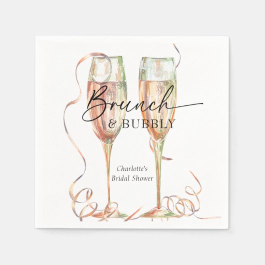 Serviette En Papier Brunch & Bubbly Champagne Baby Shower Mariée (Devant)