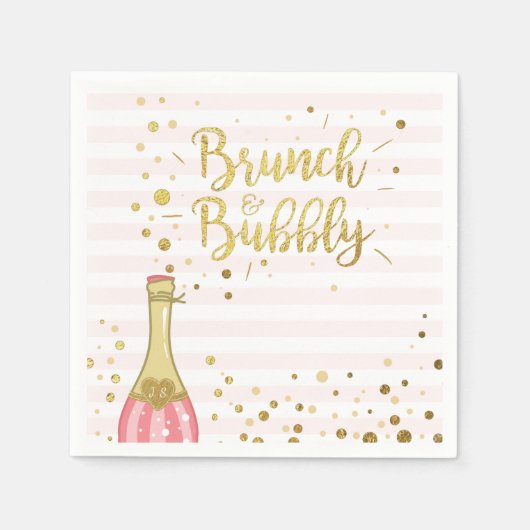 Serviette En Papier Brunch & Bubbly Douche nuptiale Papier Napkin rose (Devant)