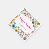 Serviette En Papier BRUNCH & CHASSE de Pâques Floral Coloré (Coin)