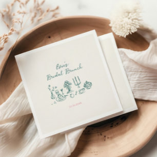 Serviette En Papier Brunch de mariage dessiné à la main