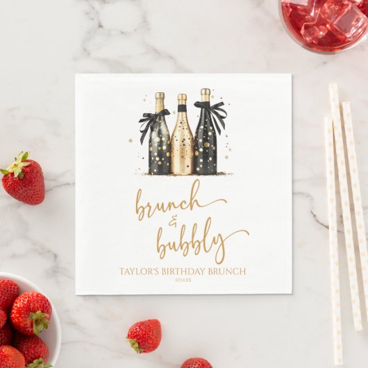 Serviette En Papier Brunch et Bubbly Champagne Anniversaire Brunch (En situation)