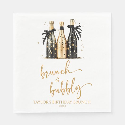 Serviette En Papier Brunch et Bubbly Champagne Anniversaire Brunch (Devant)
