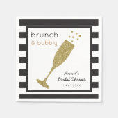 Serviette En Papier Brunch et Bubbly Faux Parties scintillant d'or et  (Devant)