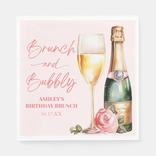 Serviette En Papier Brunch et Bubbly Mimosa Champagne Brunch d'anniver (Devant)