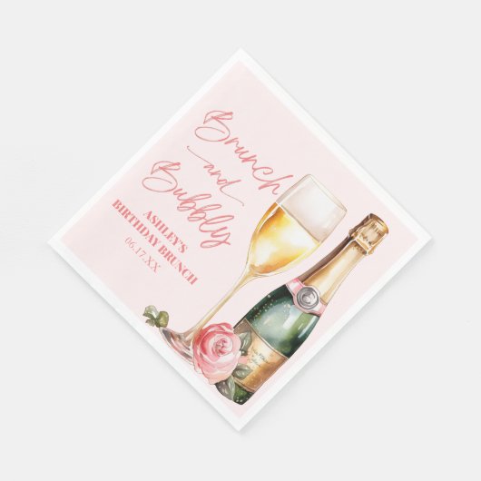 Serviette En Papier Brunch et Bubbly Mimosa Champagne Brunch d'anniver (Coin)
