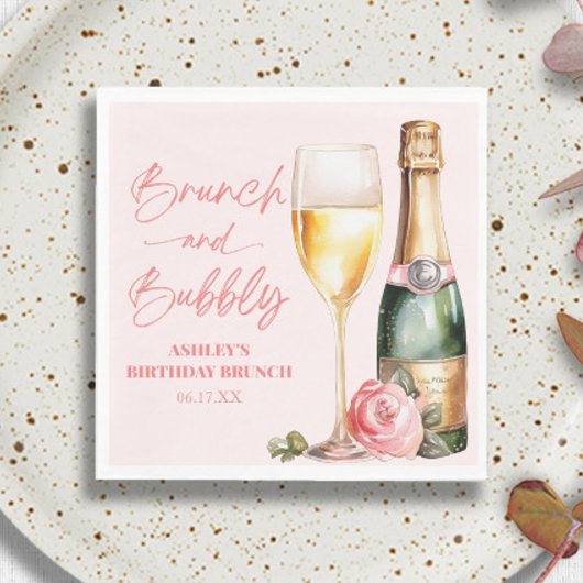 Serviette En Papier Brunch et Bubbly Mimosa Champagne Brunch d'anniver