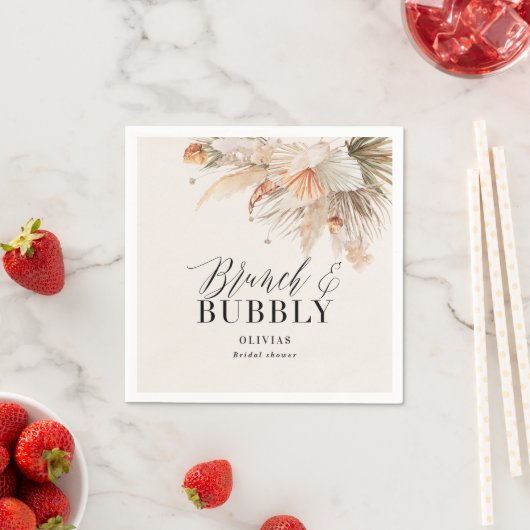 Serviette En Papier brunch et bulle Bridal douche pampas herbe Papier (En situation)