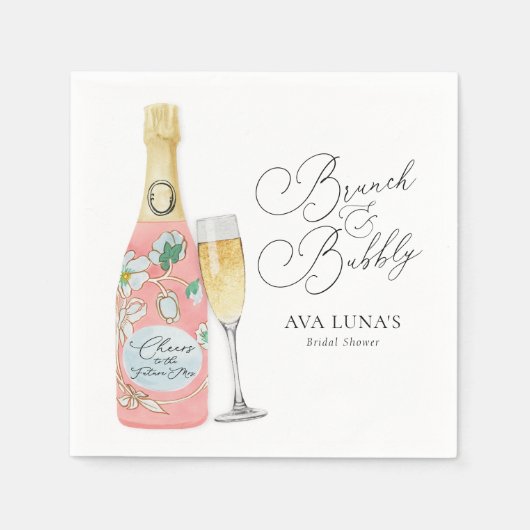 Serviette En Papier Brunch et Fête des mariées champagne Bubbly (Devant)