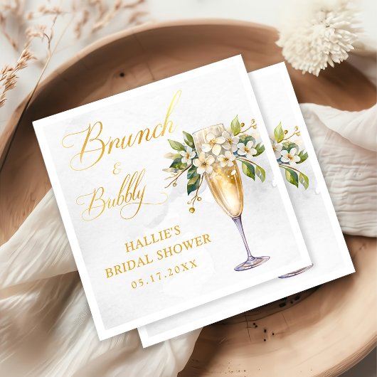 Serviette En Papier Brunch et Fête des mariées champagne Bubbly
