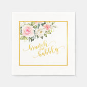 Serviette En Papier Brunch et serviette Bubbly - Gold Text & Frame (Devant)