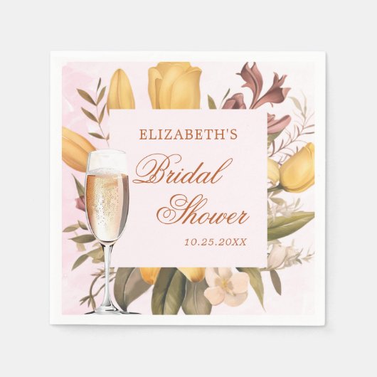Serviette En Papier Brunch Floral Et Fête des mariées Bubbly (Devant)