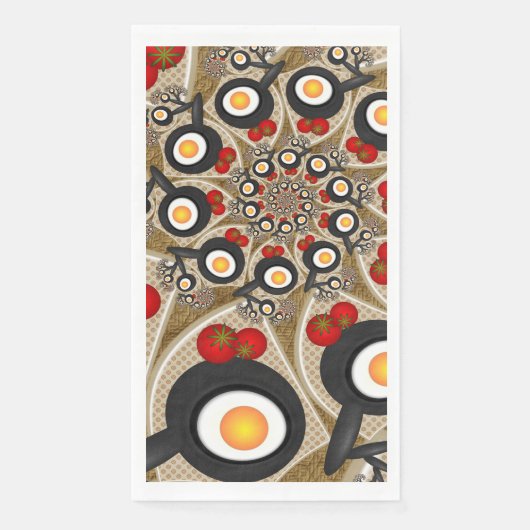 Serviette En Papier Brunch Fractal Art Drôle Nourriture, Tomates, Oeuf (Devant)