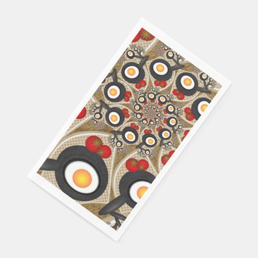 Serviette En Papier Brunch Fractal Art Drôle Nourriture, Tomates, Oeuf (Coin)