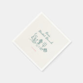 Serviette En Papier Brunch Mariage Dessiné à la Main (Coin)