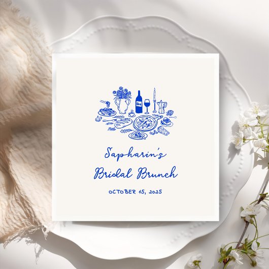 Serviette En Papier Brunch nuptial bleu Cobalt