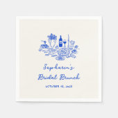 Serviette En Papier Brunch nuptial bleu Cobalt (Devant)