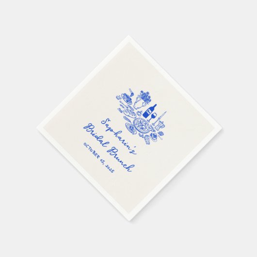 Serviette En Papier Brunch nuptial bleu Cobalt (Coin)