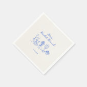 Serviette En Papier Brunch nuptial bleu dessiné à la main (Coin)