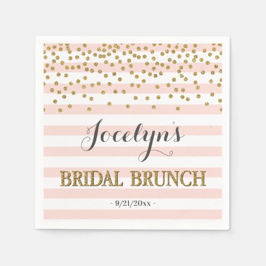 Serviette En Papier Brunch nuptial Confetti rose et or (Devant)