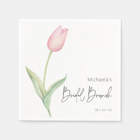 Serviette En Papier Brunch nuptial moderne Tulip rose solo (Devant)
