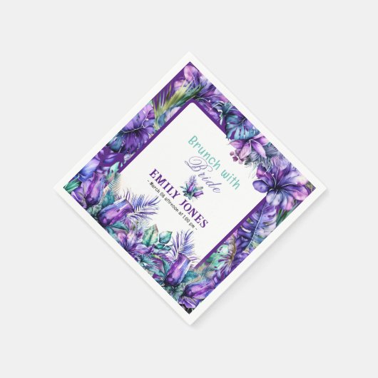 Serviette En Papier Brunch nuptial tropical violet moderne (Coin)