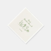 Serviette En Papier Brunch nuptial vert à main (Coin)