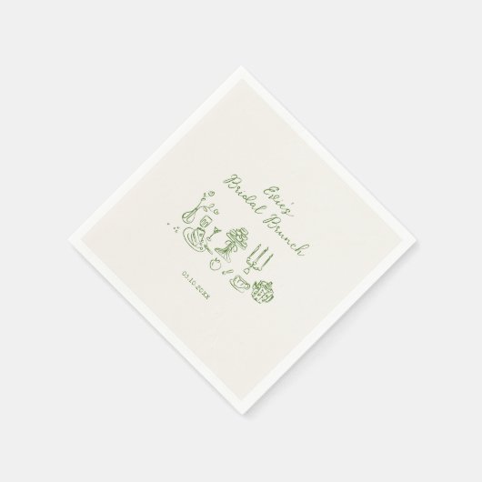 Serviette En Papier Brunch nuptial vert à main (Coin)
