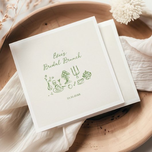 Serviette En Papier Brunch nuptial vert à main