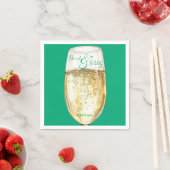 Serviette En Papier Brunch nuptial vert et douche mousseuse (En situation)