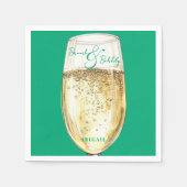 Serviette En Papier Brunch nuptial vert et douche mousseuse (Devant)