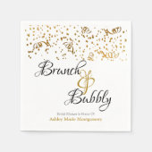 Serviette En Papier Brunch personnalisé Bubbly Gold Confetti sur blanc (Devant)