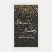 Serviette En Papier Brunch personnalisé Bubbly Gold Confetti sur noir (Devant)