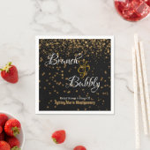 Serviette En Papier Brunch personnalisé Bubbly Gold Confetti sur Noir (En situation)