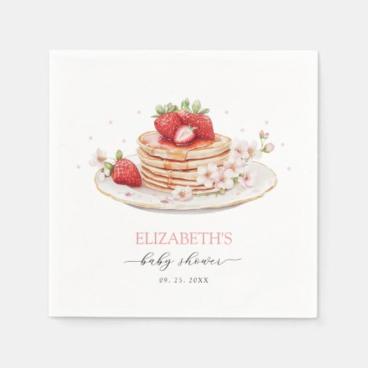 Serviette En Papier Brunch pour bébé fraise rose (Devant)
