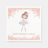 Serviette En Papier Brunette Ballerina en robe blanche Fleur Anniversa (Devant)