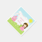 Serviette En Papier Brunette Cute Princesse et Dragon Anniversaire (Coin)