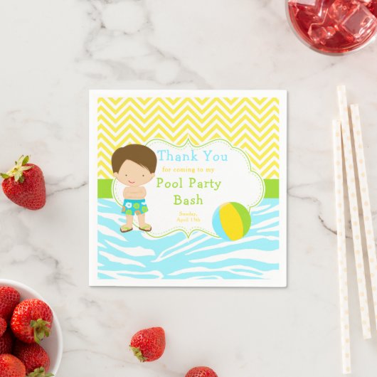 Serviette En Papier Brunette Hair Pool Party Bash Party (En situation)
