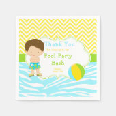 Serviette En Papier Brunette Hair Pool Party Bash Party (Devant)