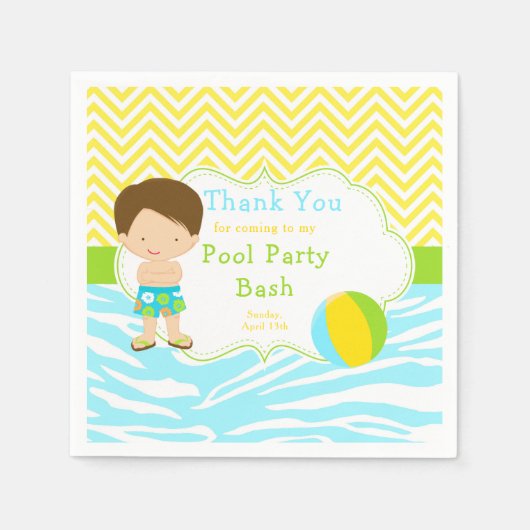Serviette En Papier Brunette Hair Pool Party Bash Party (Devant)