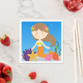 Serviette En Papier Brunette Mermaid Papier d'anniversaire (En situation)