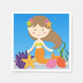 Serviette En Papier Brunette Mermaid Papier d'anniversaire (Devant)