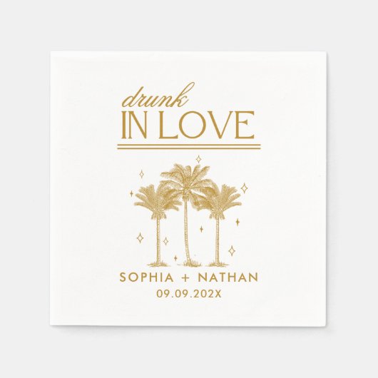 Serviette En Papier Brunk In Love Mariage de plage personnalisé (Devant)