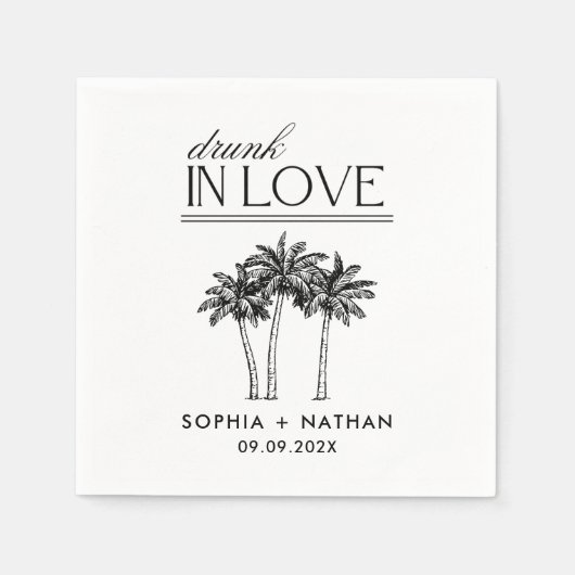 Serviette En Papier Brunk In Love Mariage de plage personnalisé (Devant)