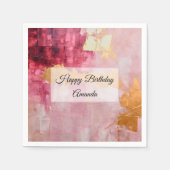 Serviette En Papier Brush artistique touche or et rose (Devant)