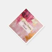 Serviette En Papier Brush artistique touche or et rose (Coin)