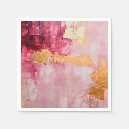 Serviette En Papier Brush artistique touche or et rose (Devant)
