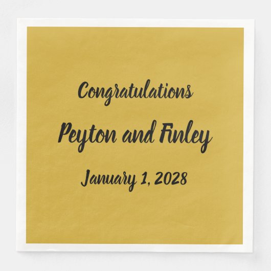 Serviette En Papier Brush Brush Script Gold (Devant)