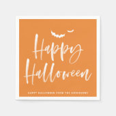 Serviette En Papier Brush Letting Orange Happy Halloween Party (Devant)