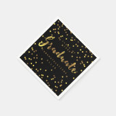 Serviette En Papier Brush Script Personnalisé Gold Foil Confetti Noir (Coin)